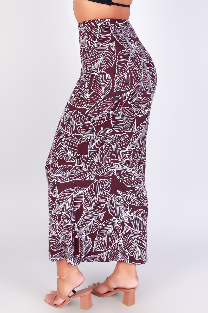 TROPICAL LEAF MIDI SKIRT