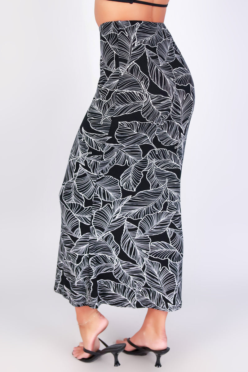TROPICAL LEAF MIDI SKIRT
