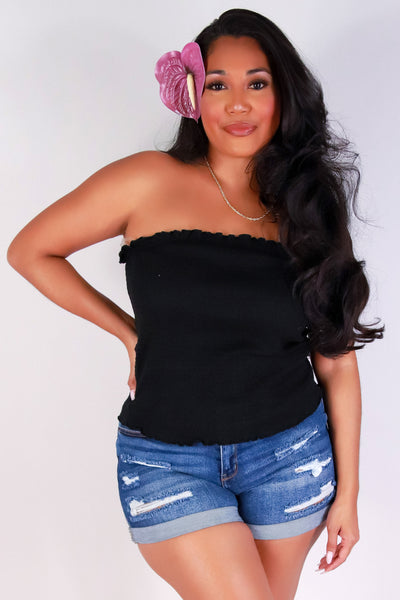Jeans Warehouse Hawaii - PLUS S/L Knit Tops - EASY ON ME SMOCK TUBE TOP | By HAUTE FOX