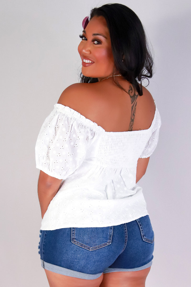 Jeans Warehouse Hawaii - PLUS S/S SOLID WOVEN TOPS - MADE YOU BLUSH TOP | By ZENOBIA