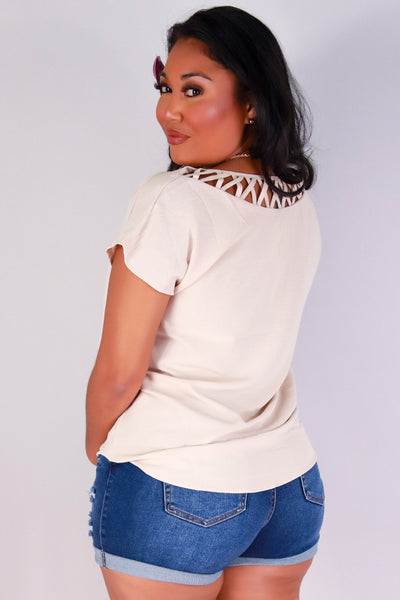 Jeans Warehouse Hawaii - PLUS S/S SOLID WOVEN TOPS - IN HER ELEMENT TOP | By ZENOBIA