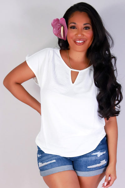 Jeans Warehouse Hawaii - PLUS S/S SOLID WOVEN TOPS - IN HER ELEMENT TOP | By ZENOBIA