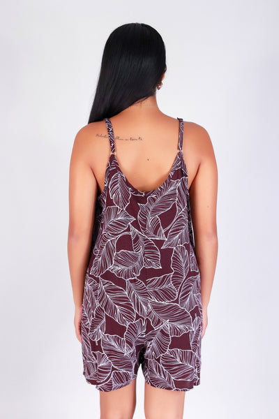 TROPICAL LEAF NO WAIST ROMPER
