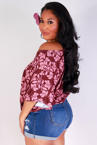 Jeans Warehouse Hawaii - PLUS PRINTED S/S - HIBISCUS QUILT DOLMAN TOP | By LUZ