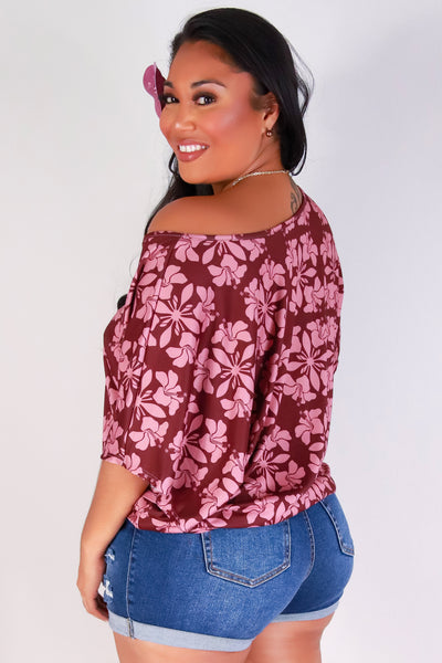 Jeans Warehouse Hawaii - PLUS PRINTED S/S - HIBISCUS QUILT DOLMAN TOP | By LUZ