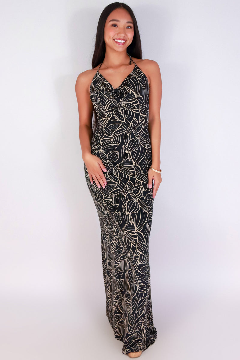 Jeans Warehouse Hawaii - S/L LONG PRINT DRESSES - BLOSSOM HOUR MERMAID MAXI DRESS | By MEEK DBA LAC BLEU
