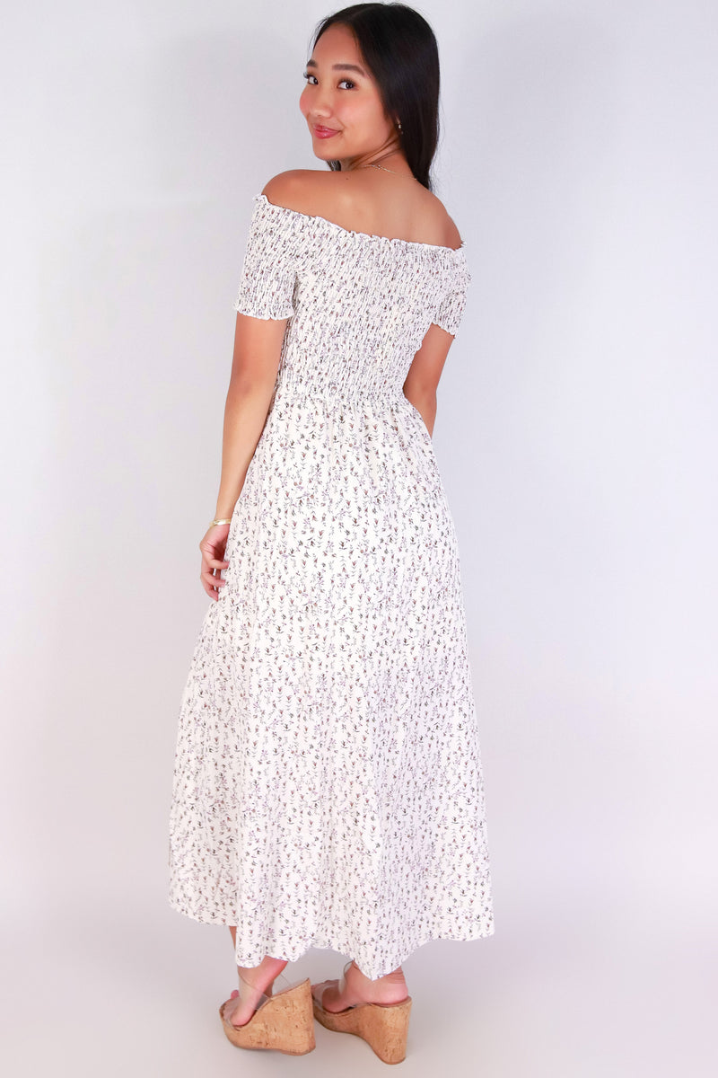 Jeans Warehouse Hawaii - SLEEVE SHORT PRINT DRESSES - BARE BLOOM OFF-SHOULDER DRESS | By PAPERMOON/ B_ENVIED