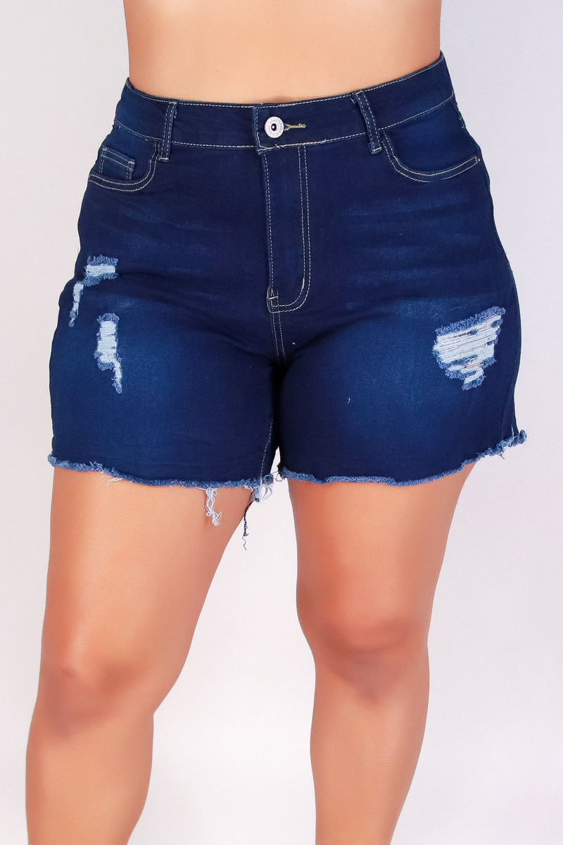 Jeans Warehouse Hawaii - PLUS Denim Shorts - CRUSH OUT DENIM SHORTS | By DAVID&