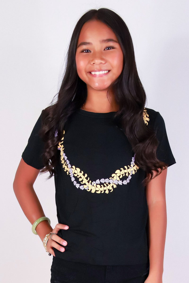 Jeans Warehouse Hawaii - S/S PRINT 2-16 - PUAKENIKENI CROWN FLOWER LEI TEE | KIDS SIZE 2-16 | By LUZ