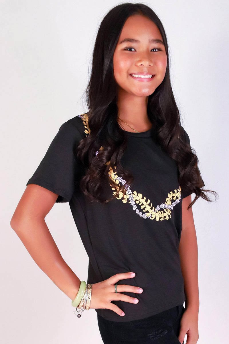 Jeans Warehouse Hawaii - S/S PRINT 2-16 - PUAKENIKENI CROWN FLOWER LEI TEE | KIDS SIZE 2-16 | By LUZ