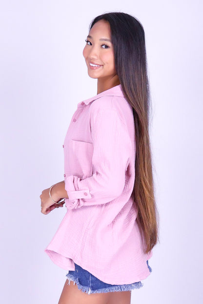 BREEZY BUTTON-DOWN TOP