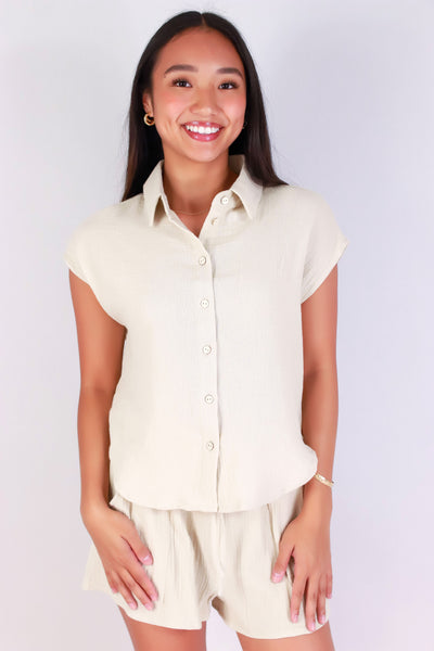 Jeans Warehouse Hawaii - MATCHING SEPARATES - CRISP & CO. BUTTON-UP TOP | By Detour Apparel Inc.