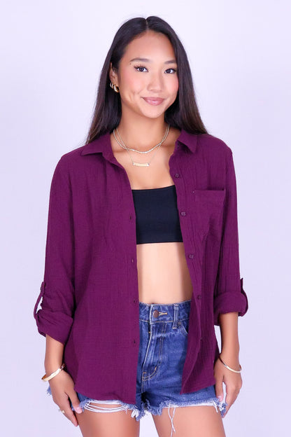 BREEZY BUTTON-DOWN TOP