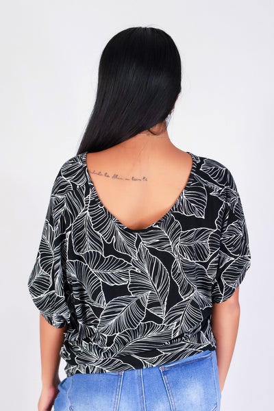 TROPICAL LEAF DOLMAN TOP