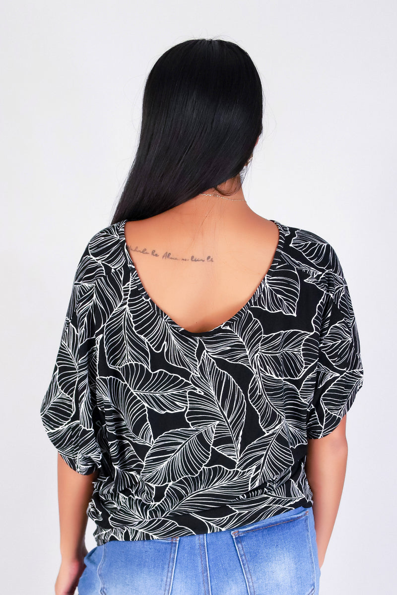 TROPICAL LEAF DOLMAN TOP