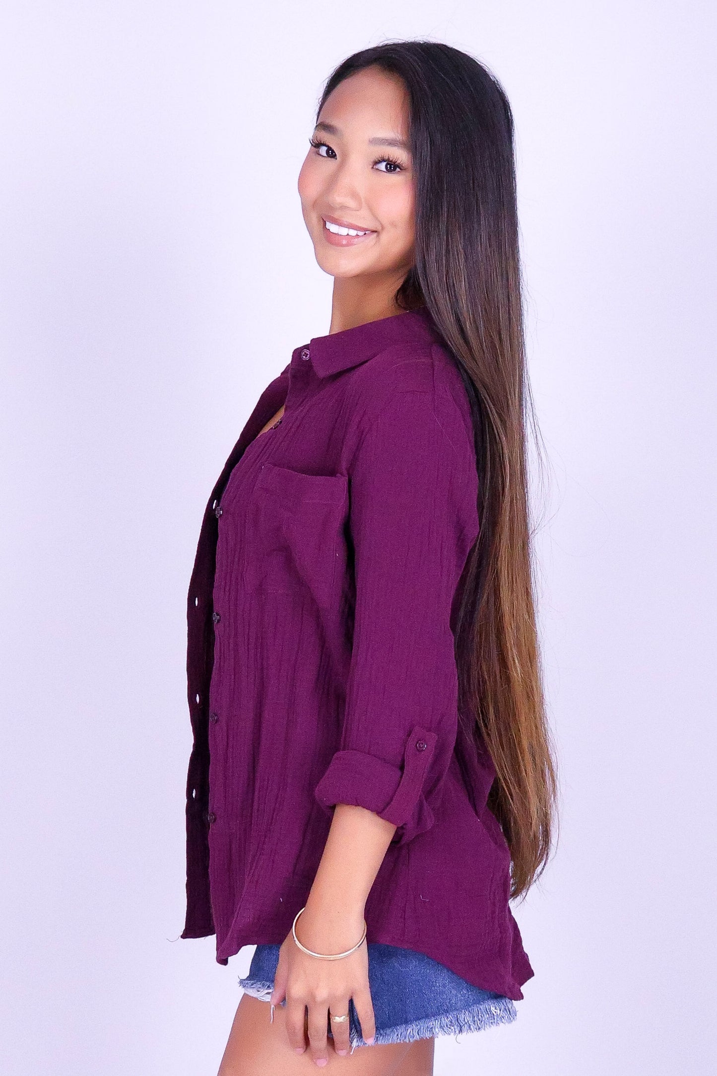 BREEZY BUTTON-DOWN TOP
