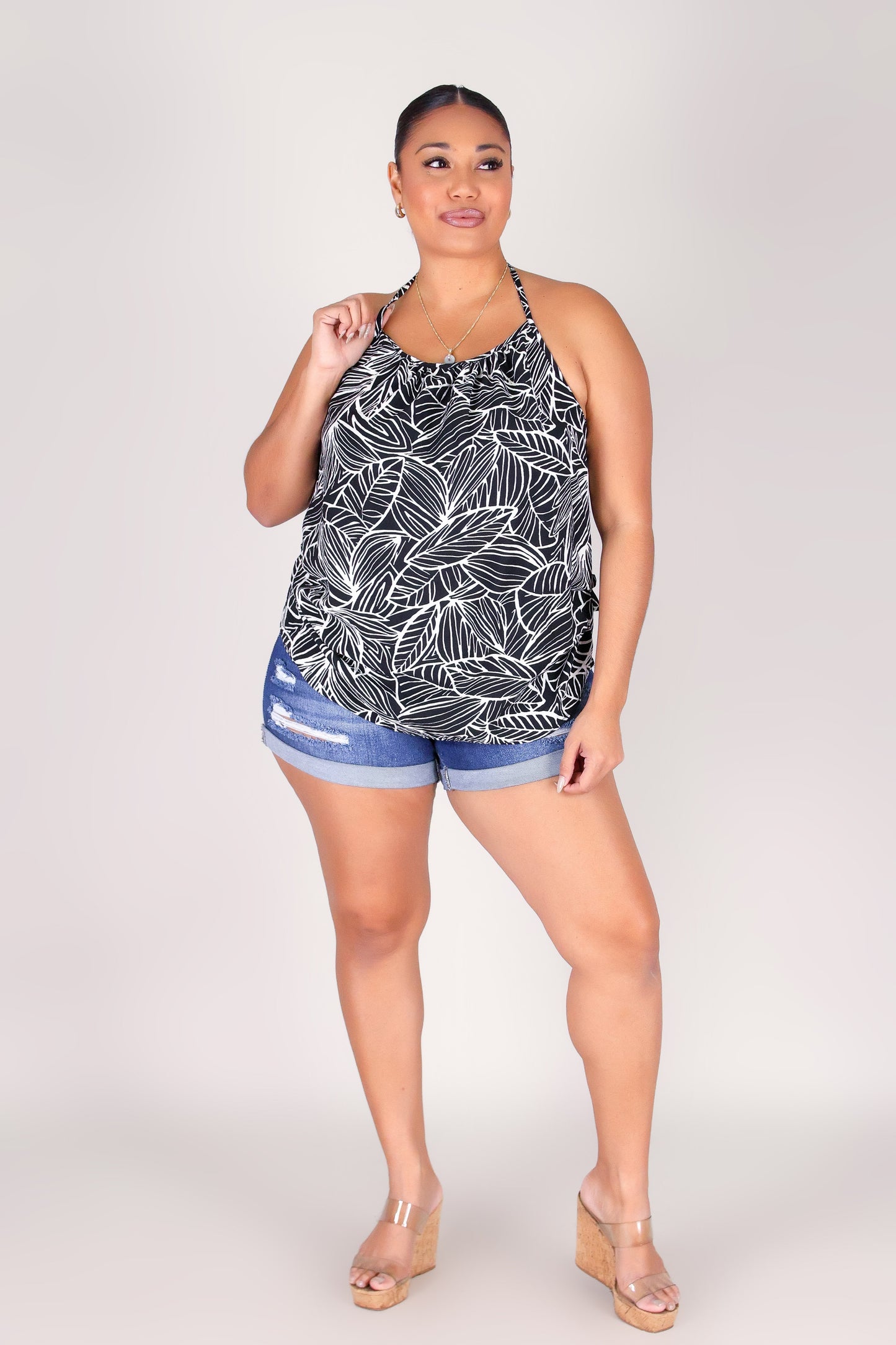 WILD LEAF HALTER TOP