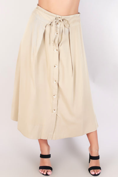 Jeans Warehouse Hawaii - SOLID LONG SKIRTS - BUTTON DOWN MIDI SKIRT | By MABLE