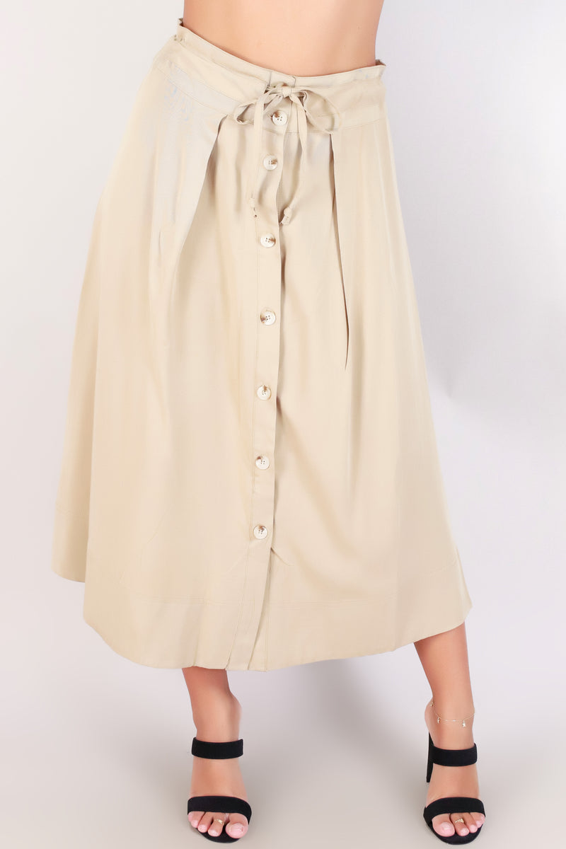 Jeans Warehouse Hawaii - SOLID LONG SKIRTS - BUTTON DOWN MIDI SKIRT | By MABLE