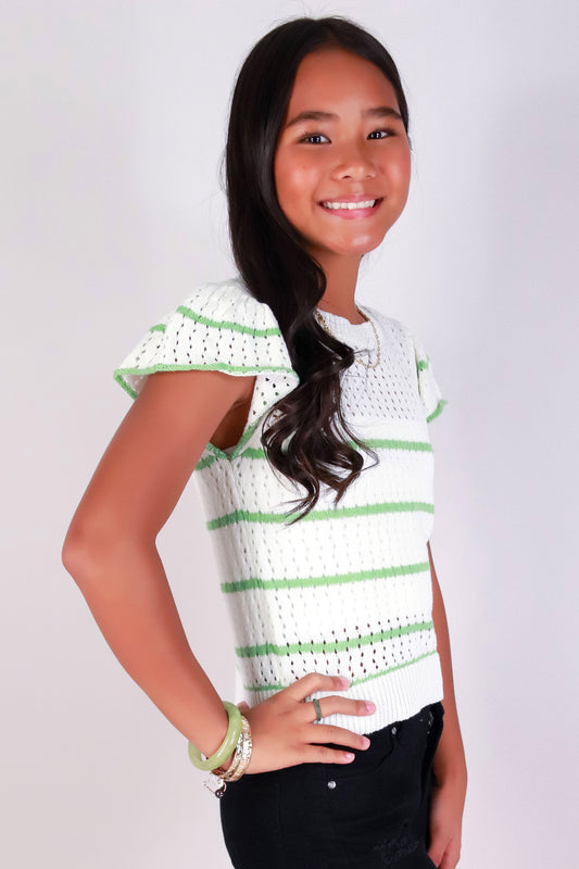 Jeans Warehouse Hawaii - S/S SOLID TOPS 2-16 - SWEET STITCH TOP | KIDS SIZE 7-16 | By HYMAN FAMILY INC