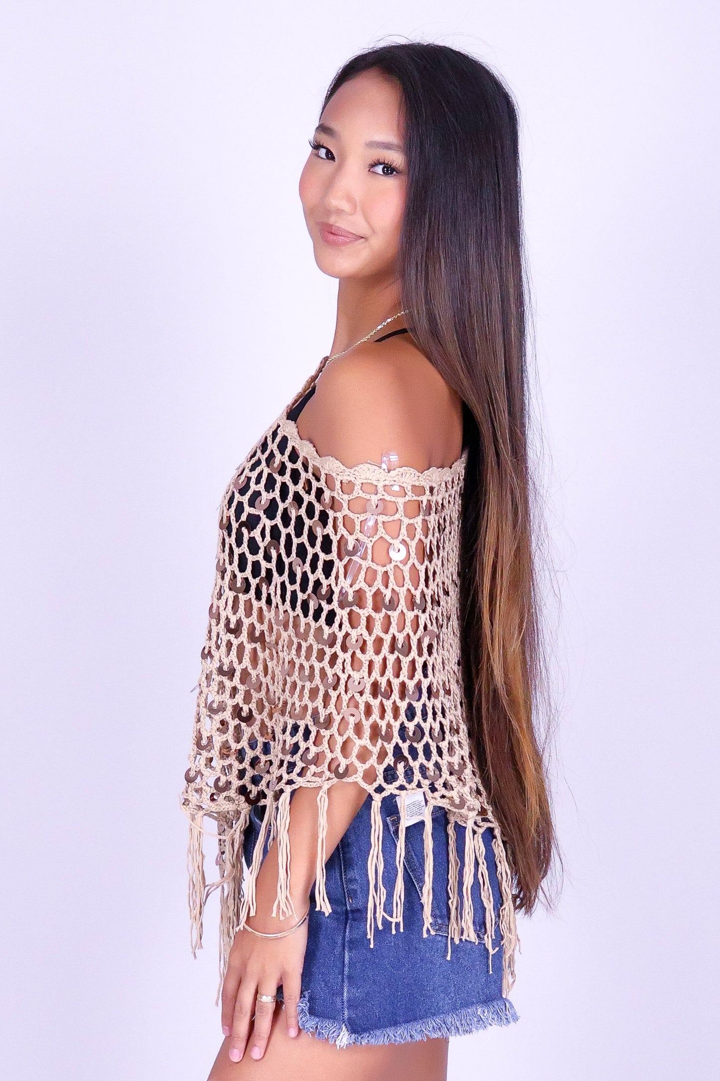 SUNSET GLOW CROCHET PONCHO