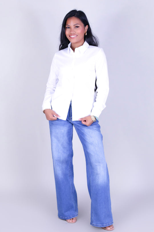 MODERN PRESS BUTTON-DOWN TOP