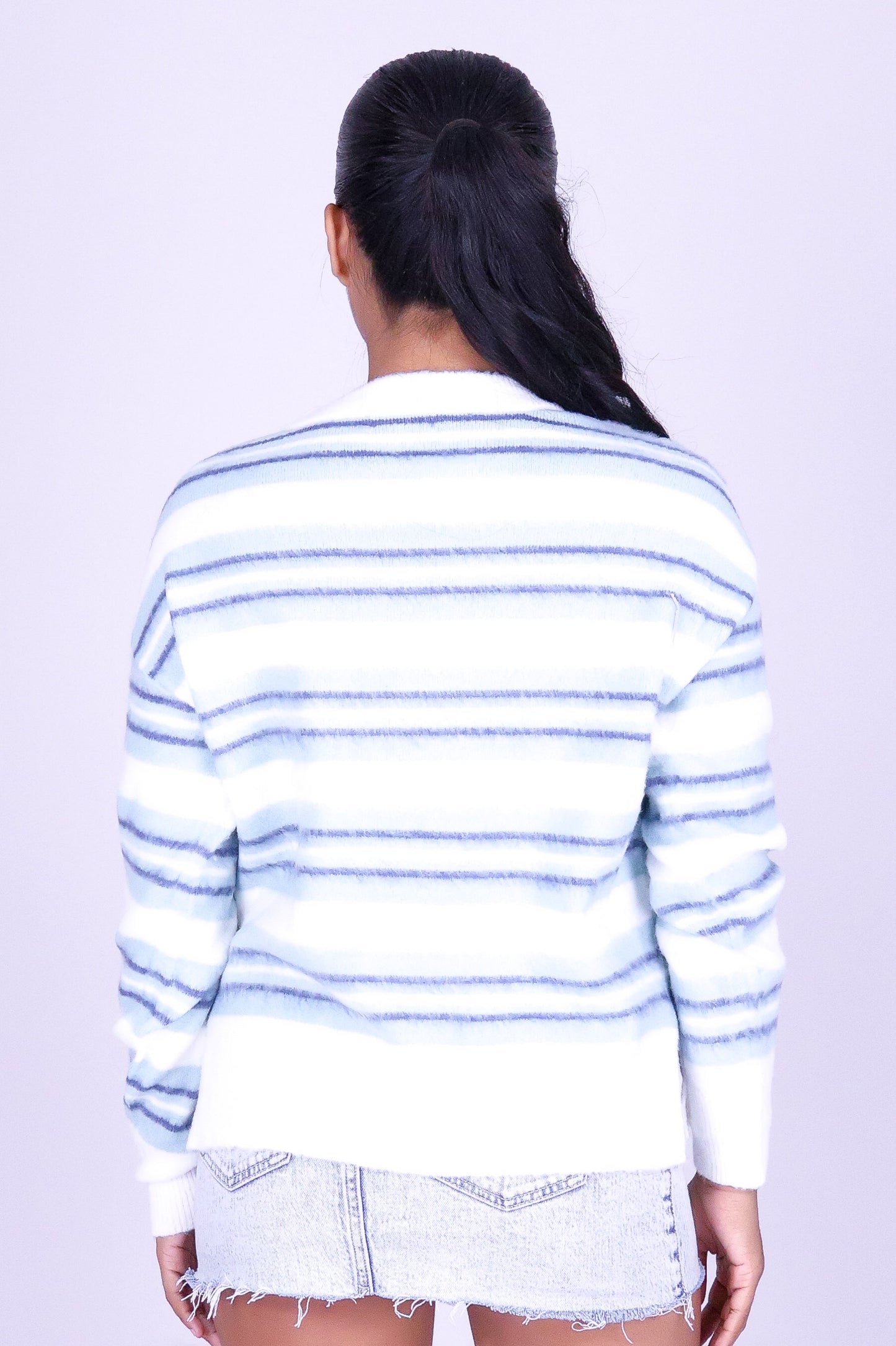 NO COMMENT STRIPE SWEATER