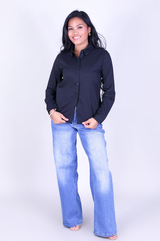 MODERN PRESS BUTTON-DOWN TOP