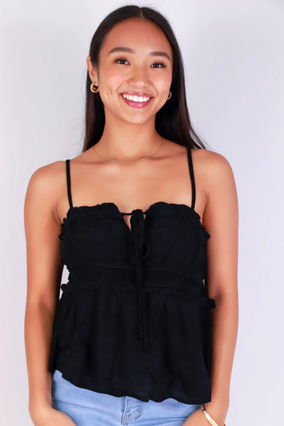 Jeans Warehouse Hawaii - TANK SOLID WOVEN CASUAL TOPS - BABE TIE TOP | By PAPERMOON/ B_ENVIED