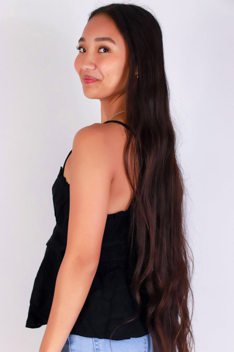 Jeans Warehouse Hawaii - TANK SOLID WOVEN CASUAL TOPS - BABE TIE TOP | By PAPERMOON/ B_ENVIED