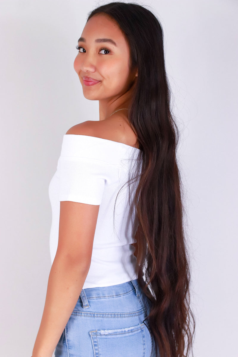 Jeans Warehouse Hawaii - SS CASUAL SOLID - OFF DUTY DIVA OFF SHOULDER TOP | By CRESCITA APPAREL/SHINE I
