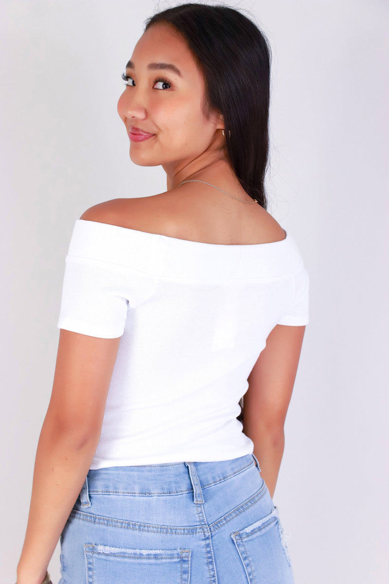 Jeans Warehouse Hawaii - SS CASUAL SOLID - OFF DUTY DIVA OFF SHOULDER TOP | By CRESCITA APPAREL/SHINE I