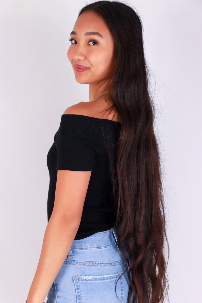 Jeans Warehouse Hawaii - SS CASUAL SOLID - OFF DUTY DIVA OFF SHOULDER TOP | By CRESCITA APPAREL/SHINE I
