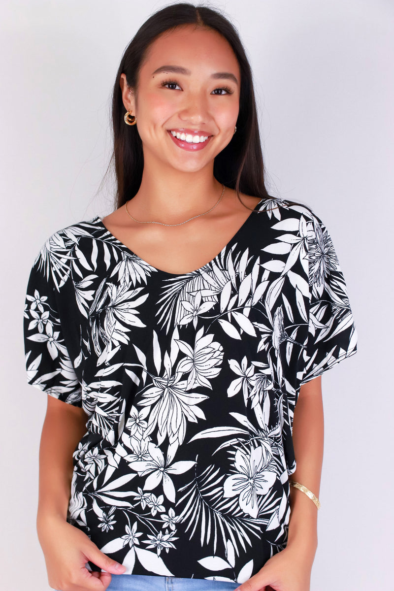 Jeans Warehouse Hawaii - SS PRINT - LEAF ME LOVELY DOLMAN TOP | By PAPERMOON/ B_ENVIED