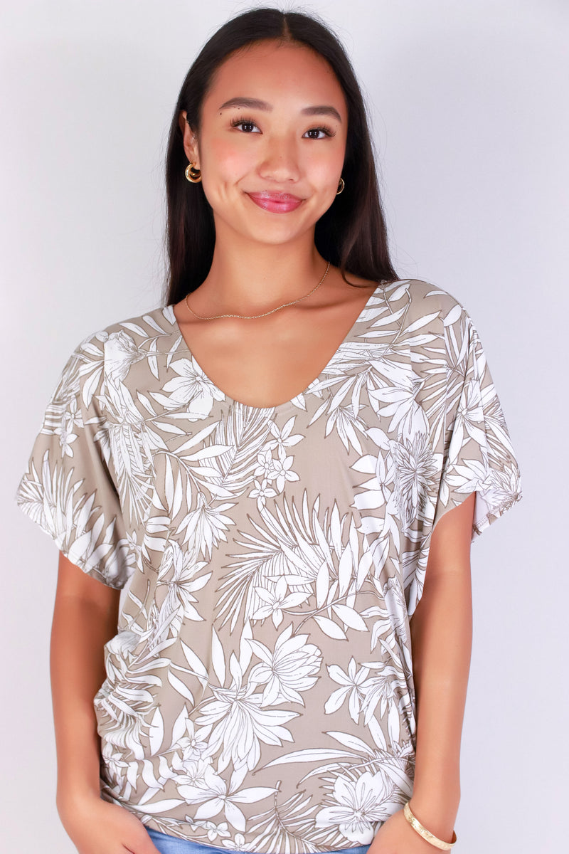 Jeans Warehouse Hawaii - SS PRINT - LEAF ME LOVELY DOLMAN TOP | By PAPERMOON/ B_ENVIED