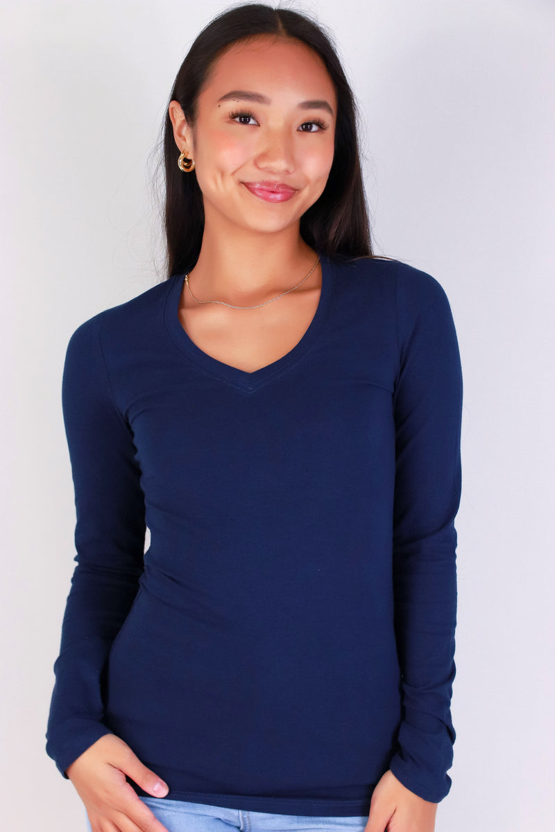 Jeans Warehouse Hawaii - L/S SOLID BASIC - THE FINEST LONG SLEEVE TOP | By CRESCITA APPAREL/SHINE I