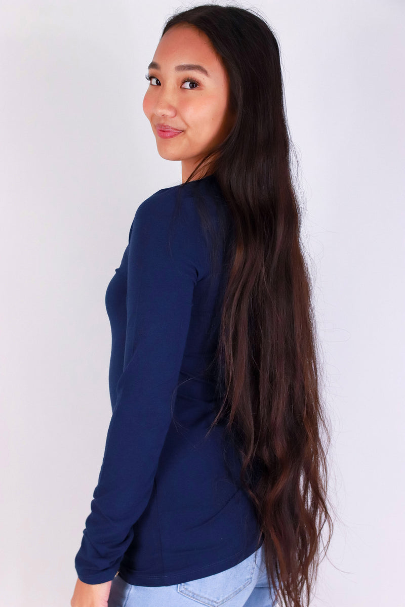 Jeans Warehouse Hawaii - L/S SOLID BASIC - THE FINEST LONG SLEEVE TOP | By CRESCITA APPAREL/SHINE I
