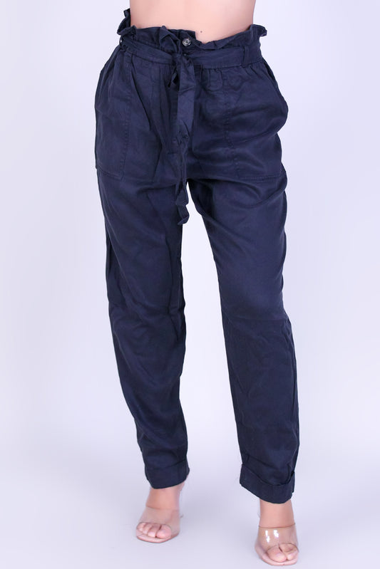 CINCHED WAIST CUFFED PANTS