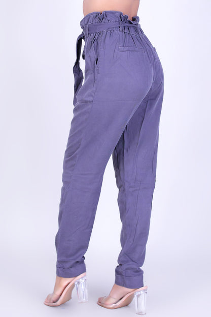 CINCHED WAIST CUFFED PANTS