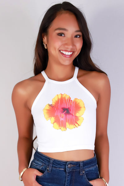 Jeans Warehouse Hawaii - TANK/TUBE SCREENS - HIBISCUS CROP TOP | By ANWND