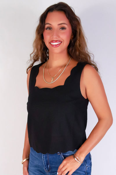 Jeans Warehouse Hawaii - TANK SOLID WOVEN CASUAL TOPS - SWEET DETAILS TOP | By MINE FASHION