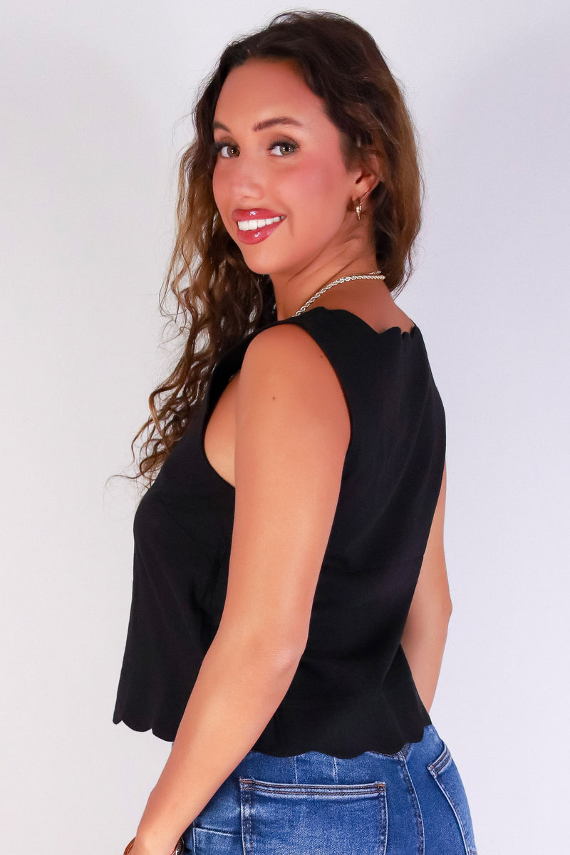 Jeans Warehouse Hawaii - TANK SOLID WOVEN CASUAL TOPS - SWEET DETAILS TOP | By MINE FASHION