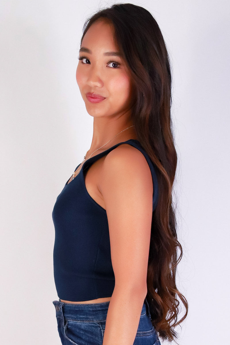Jeans Warehouse Hawaii - SOLID TANKS/ TUBES - STRAIGHT TO STYLE CROP SWEATER TANK | By MINE FASHION