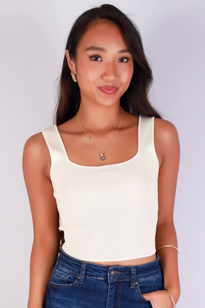 Jeans Warehouse Hawaii - SOLID TANKS/ TUBES - STRAIGHT TO STYLE CROP SWEATER TANK | By MINE FASHION
