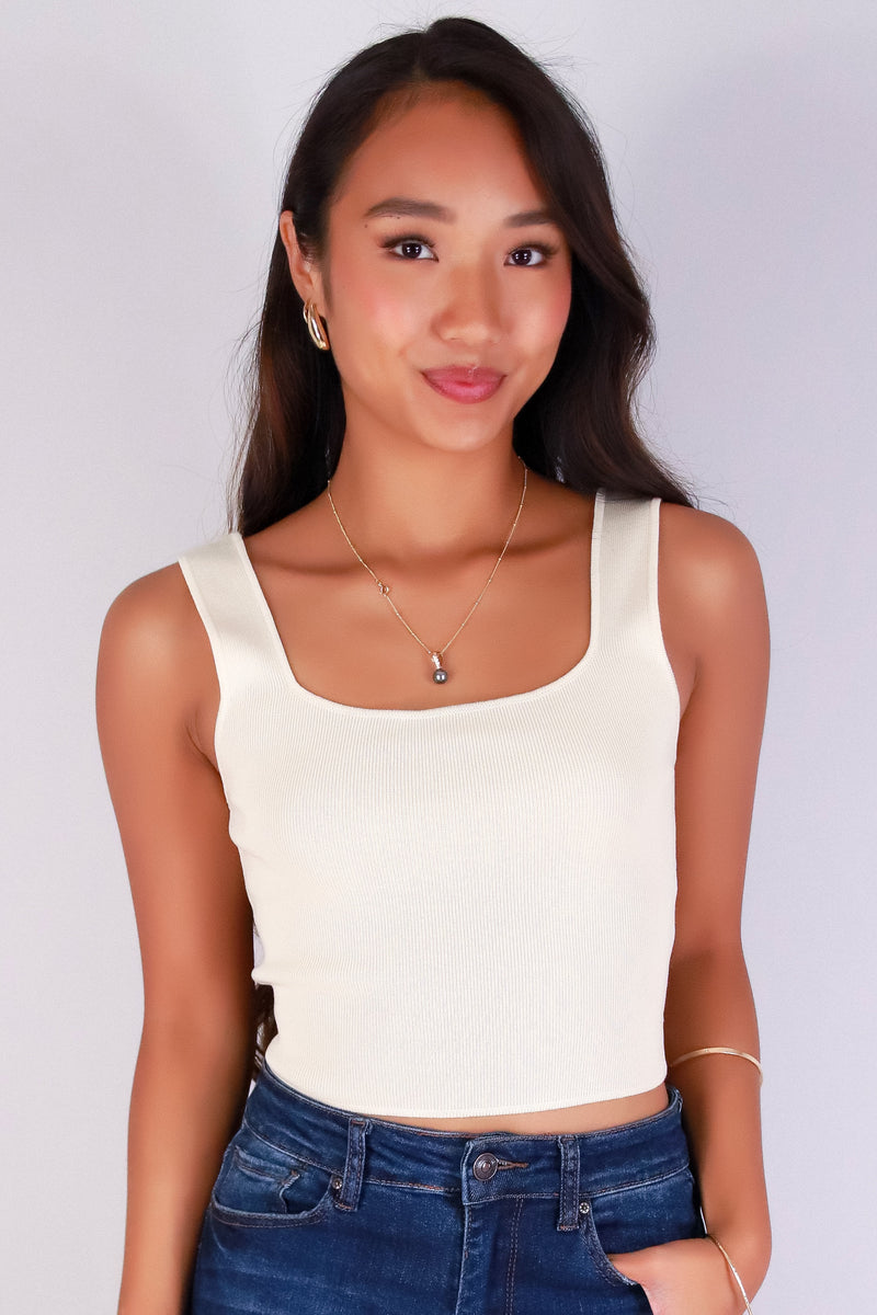 Jeans Warehouse Hawaii - SOLID TANKS/ TUBES - STRAIGHT TO STYLE CROP SWEATER TANK | By MINE FASHION