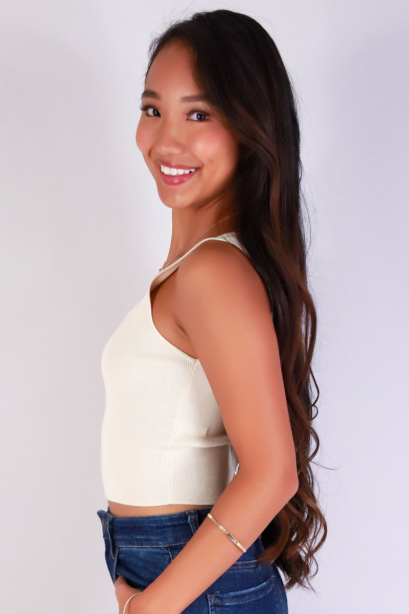 Jeans Warehouse Hawaii - SOLID TANKS/ TUBES - STRAIGHT TO STYLE CROP SWEATER TANK | By MINE FASHION