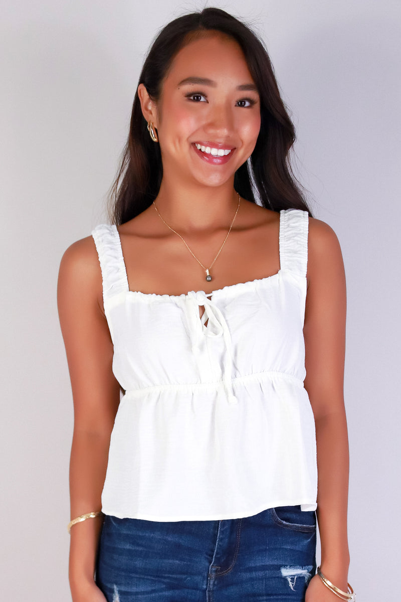 Jeans Warehouse Hawaii - TANK SOLID WOVEN DRESSY TOPS - PRETTY WITH PURPOSE TOP | By TIMING