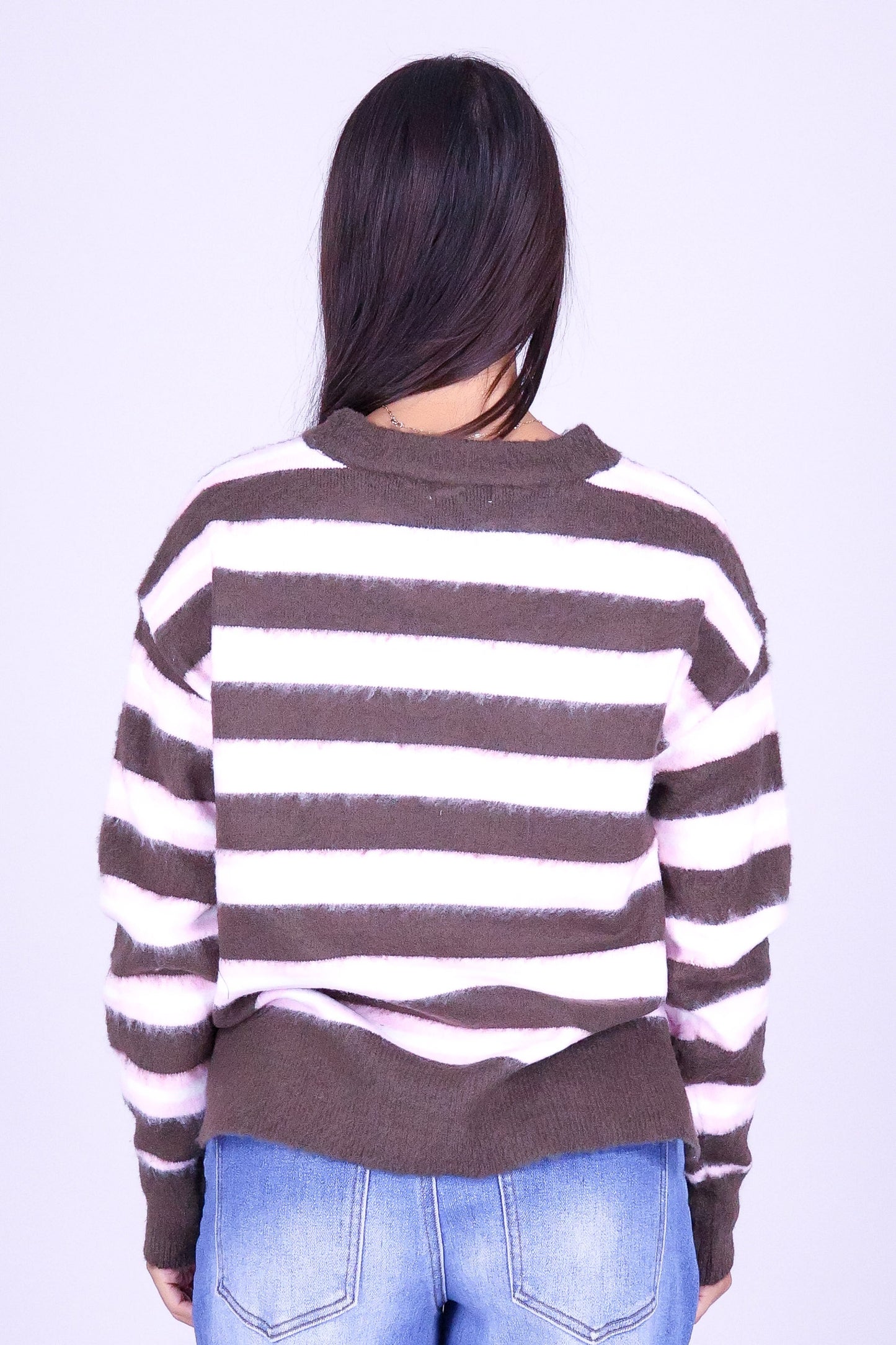 NO COMMENT STRIPE SWEATER