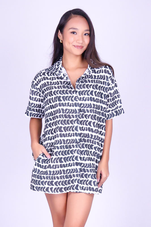 HEBREW SHELL MINI BUTTON DOWN DRESS