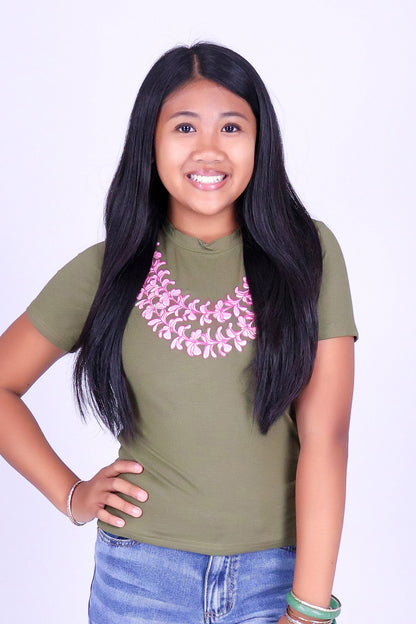 2 STRAND PLUMERIA LEI TEE | KIDS SIZE 2-16